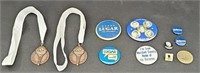 variety of advertising pins & buttons