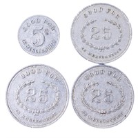 Group of 4 Ontario Tokens - Good For Merchandise