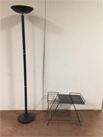 Floor Lamp and Metal Side Table w/Magazine Rack