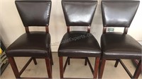 Set of three wood barstools 26" seat height