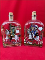 Two Glass Decanters W/ Equine Scenes