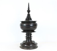 Buddhist Black Lacquer Offering Vessel