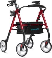 ELENKER Heavy Duty Rollator  Red  10 Wheels