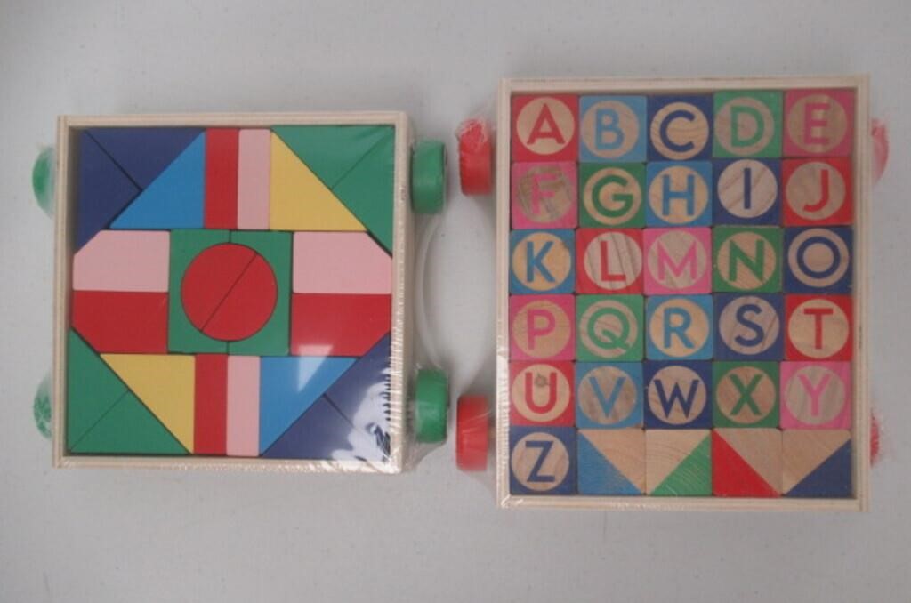 (2) Ankyo Wooden Pull-Toy Building Blocks,