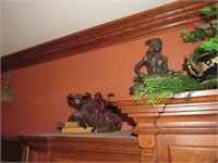 Bronzed Indian Sculpture Copy of Russell Signed &