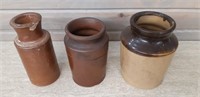 Lot of 3 Rustic Earthware pottery pieces