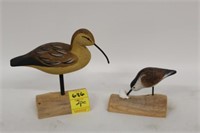 2pc Carved & Painted Shore Birds tallest 6.5"