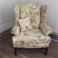 Yellow Floral Wingback Chair