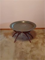 Vtg Oriental Table with Folding Wood Bottom