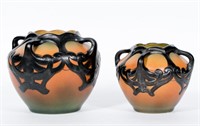 2 Ipsen Pottery Vases W/Gothic Relief