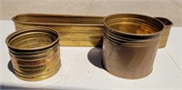 Brass planters 6" & 7" rounds and 26"×4½" long