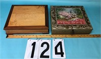2 Jewelry boxes (1 Wood & 1 metal)