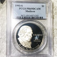 1993-S Madison Silver Dollar PCGS - PR 69 DCAM