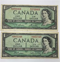 1954 Canada One Dollar Bills