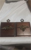 Vintage hanging wall plaques w Brass Tone eagles