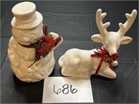 Glass Reindeer & Snowman Christmas Decor