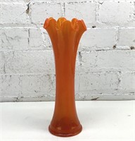 11.5" Orange Swung Glass Vase