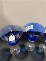 Three bubble stem wine goblets