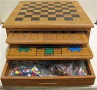 Wood Multigame Set Chess Checkers & More