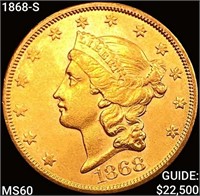 1868-S $20 Gold Double Eagle UNCIRCULATED