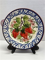 Signed Clay Plate "Strawberries"