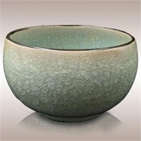 Chinese Celadon Ice Crackle Glazed Ceramic Bowl Wi