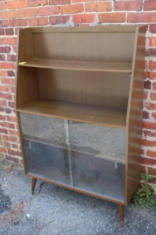 Mid Century Bookcase w/ 2 sliding Doors