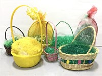 Seven vintage Easter Baskets with grass