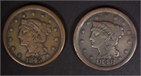 1845 & 1848 LARGE CENTS VF