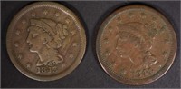 1843 & 1844 LARGE CENTS VF