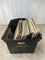 Assortment of records with tote