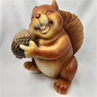 Ceramic  squirrel with acorn large figurine