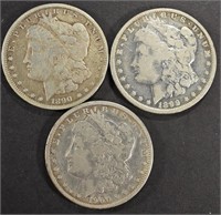 1890-O & 1899-O (VG), 1900-O (FINE) MORGAN DOLLARS