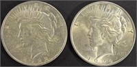 (2) 1922 CIRC PEACE DOLLARS