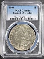 1900 MORGAN DOLLAR PCGS CLEANED-UNC DETAIL