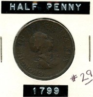 1799 Great Britain Large Half Penny - Low Grade