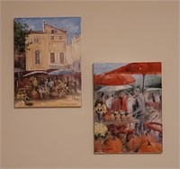 2pc Italy Scene Canvas Paintings Signed