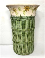 Wine Basket w/ Teracota Hand Painted Top