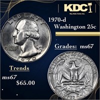 1970-d Washington Quarter 25c Grades GEM++ Unc