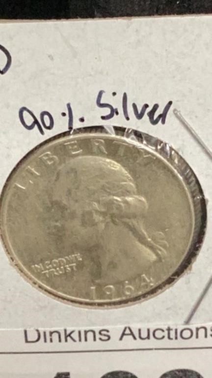 1964D silver quarter coin