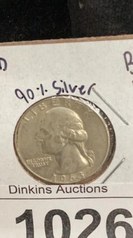 1963D silver quarter coin
