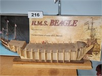 PARTIALY ASSEMBLED H.M.S. BEAGLE SHIP MODEL