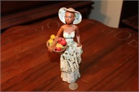 Jamaican Lady with Fruit Clay Figurine