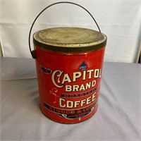 Antique Capitol Brand Coffee Can/Tin 5 lbs, w/ Lid