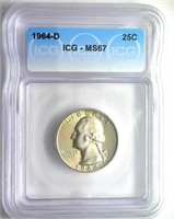 1964-D Quarter ICG MS67 LISTS $475