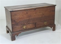 Walnut blanket chest, 2 drawers in base,batten top