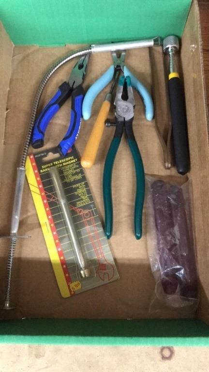 LOT OF PLIERS AND MISC TOOLS