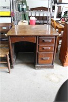 ANTIQUE OAK DESK 36" W X 30" D X 31" H