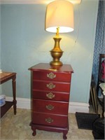 2 Drawer File Cabinet & Brass-Look Table Lamp