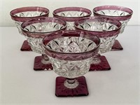6 Tiffin-Franciscan Ruby Flashed Sherbets Pressed